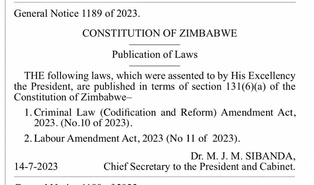 Labour Amendment Act No. 11 Of 2023 SmartHR Solutions Zimbabwe